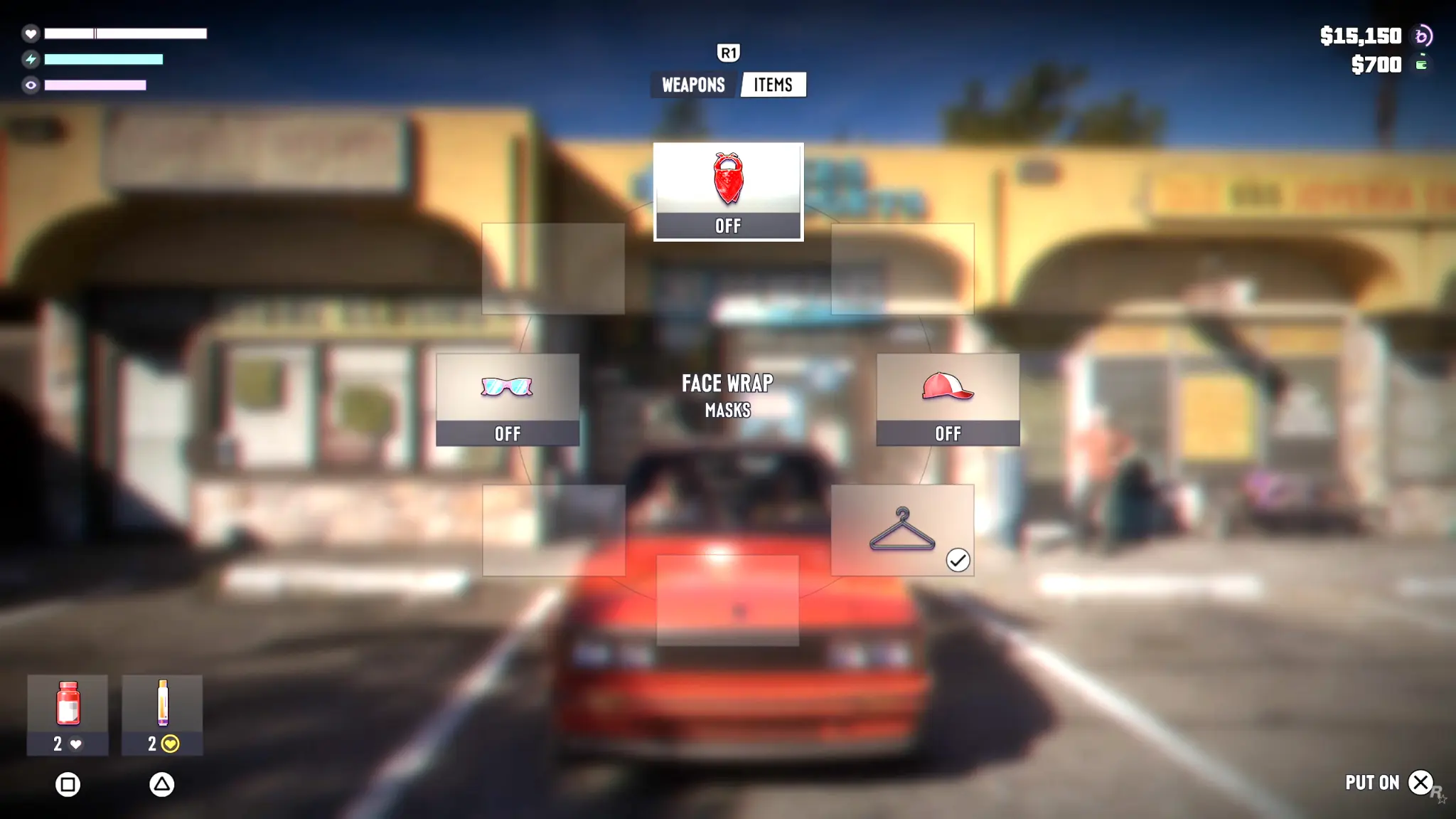 Selector de accesorios de GTA VI con la bandana seleccionada